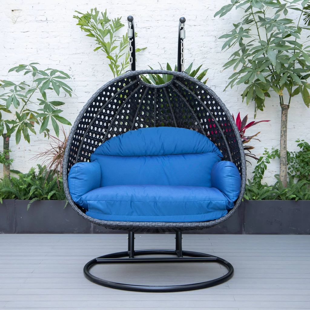 Virasat Double Seater Hanging Swing With Stand For Balcony, Garden Swing (Dark Grey)-VIRASAT FURNITURE & FURNISHING