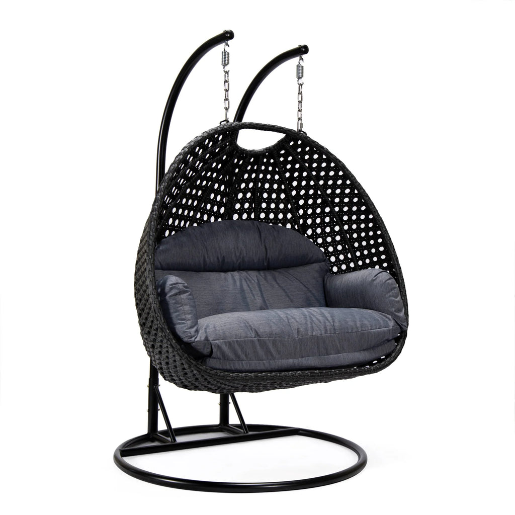 Virasat Double Seater Hanging Swing With Stand For Balcony, Garden Swing (Dark Grey)-VIRASAT FURNITURE & FURNISHING