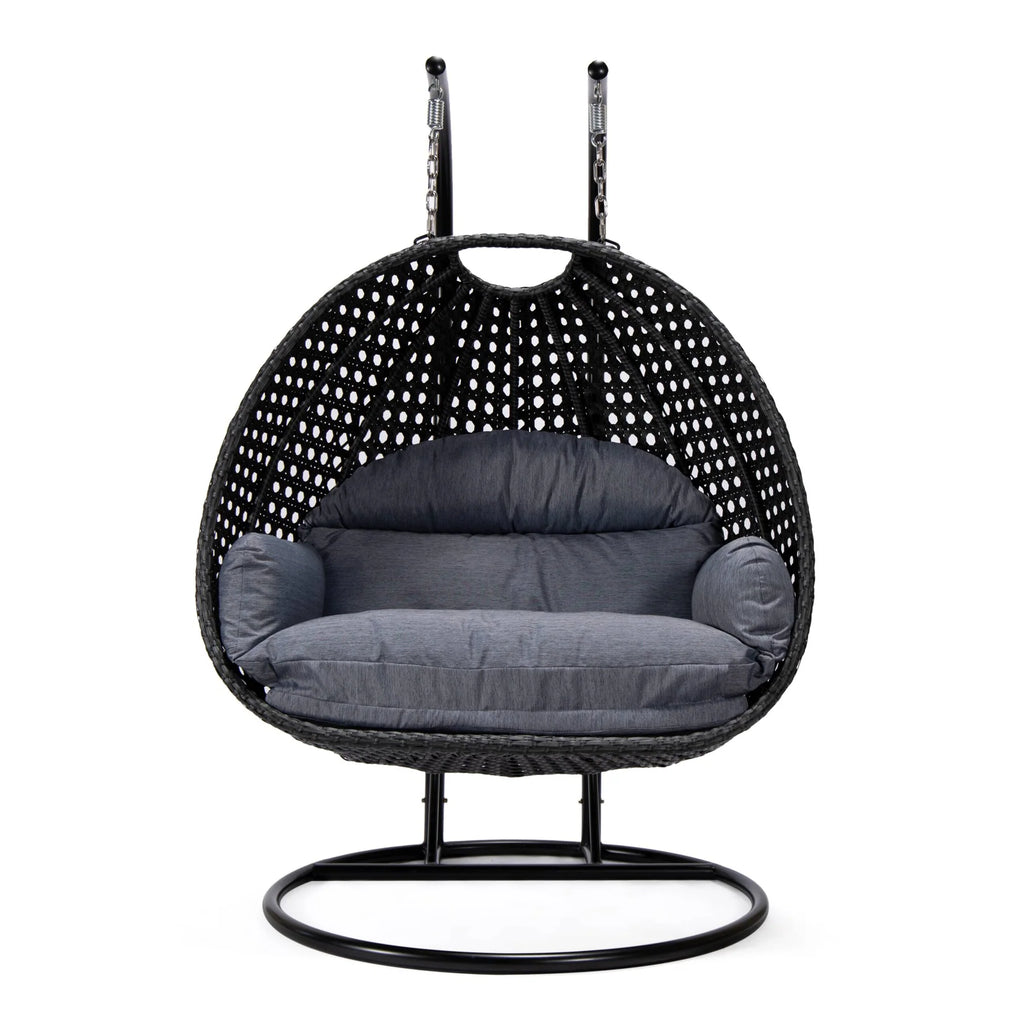 Virasat Double Seater Hanging Swing With Stand For Balcony, Garden Swing (Dark Grey)-VIRASAT FURNITURE & FURNISHING