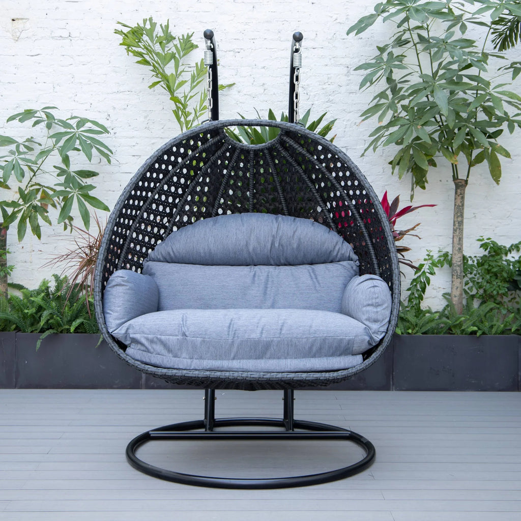 Virasat Double Seater Hanging Swing With Stand For Balcony, Garden Swing (Dark Grey)-VIRASAT FURNITURE & FURNISHING