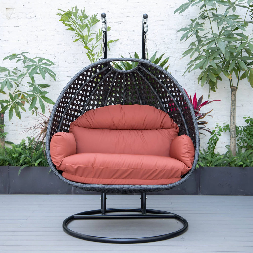 Virasat Double Seater Hanging Swing With Stand For Balcony, Garden Swing (Dark Grey)-VIRASAT FURNITURE & FURNISHING
