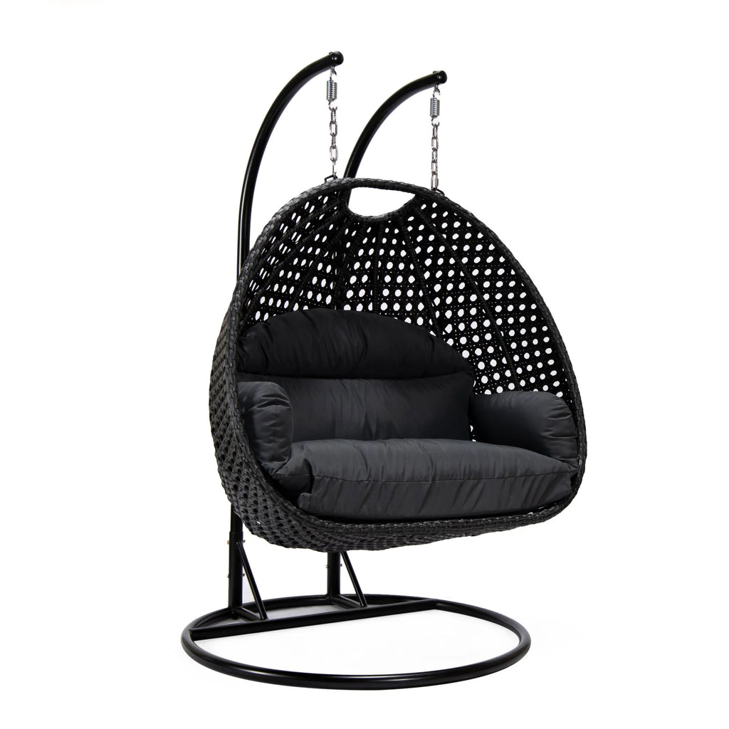 Virasat Double Seater Hanging Swing With Stand For Balcony, Garden Swing (Dark Grey)-VIRASAT FURNITURE & FURNISHING