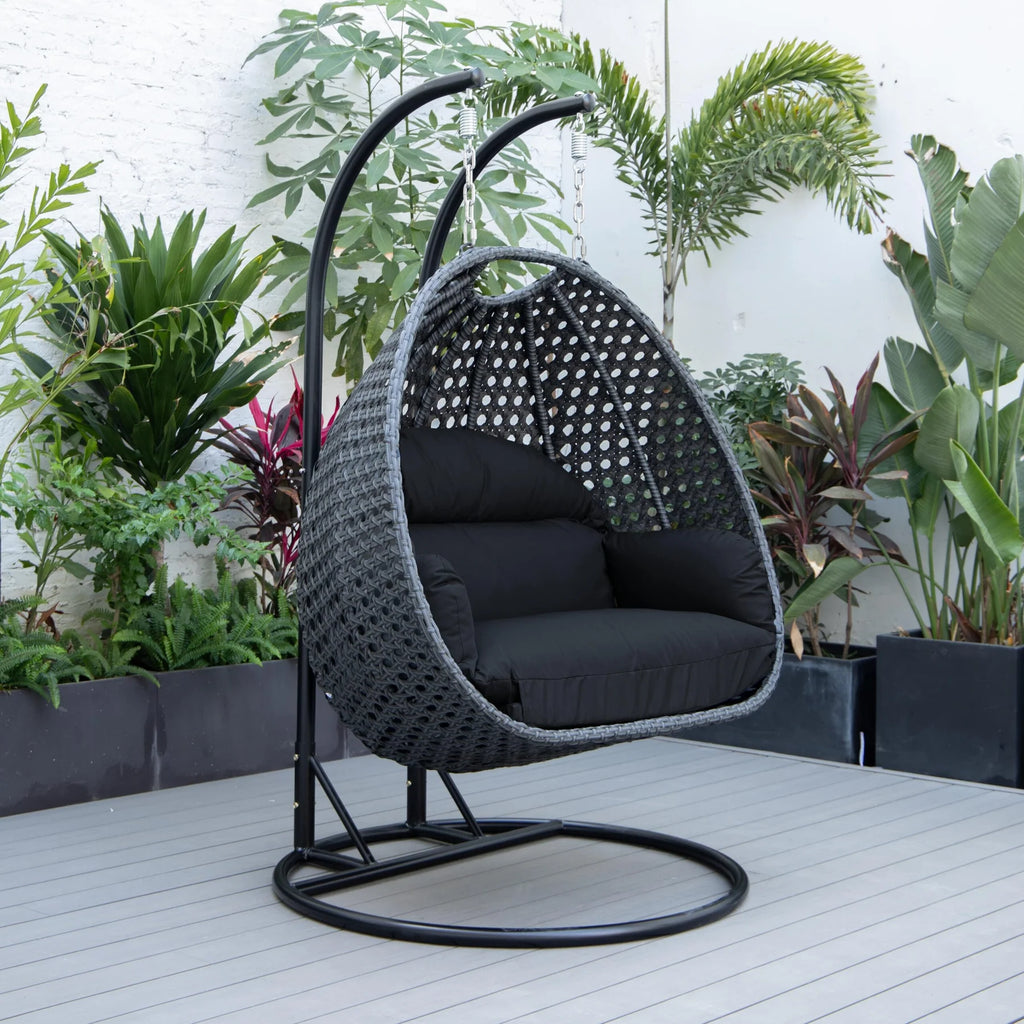 Virasat Double Seater Hanging Swing With Stand For Balcony, Garden Swing (Dark Grey)-VIRASAT FURNITURE & FURNISHING