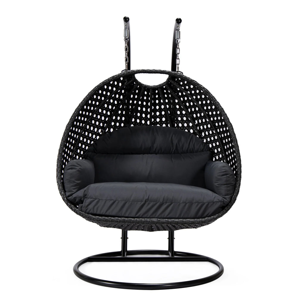 Virasat Double Seater Hanging Swing With Stand For Balcony, Garden Swing (Dark Grey)-VIRASAT FURNITURE & FURNISHING