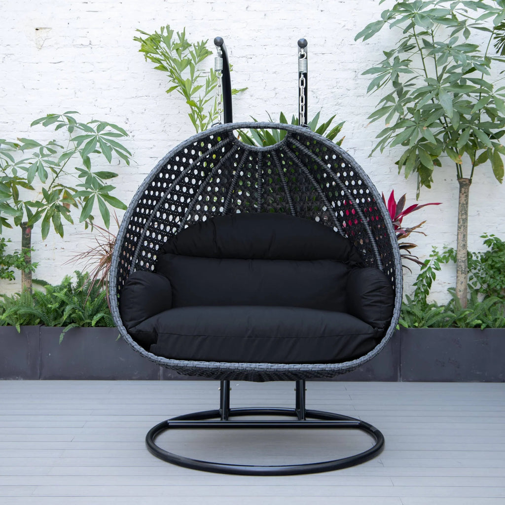 Virasat Double Seater Hanging Swing With Stand For Balcony, Garden Swing (Dark Grey)-VIRASAT FURNITURE & FURNISHING