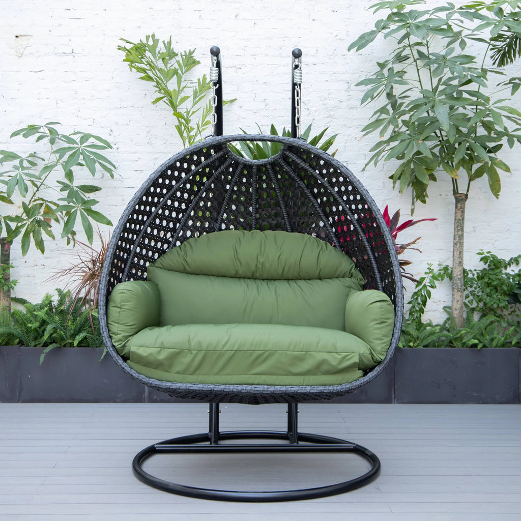 Virasat Double Seater Hanging Swing With Stand For Balcony, Garden Swing (Dark Grey)-VIRASAT FURNITURE & FURNISHING