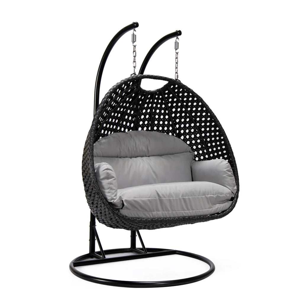 Virasat Double Seater Hanging Swing With Stand For Balcony, Garden Swing (Dark Grey)-VIRASAT FURNITURE & FURNISHING
