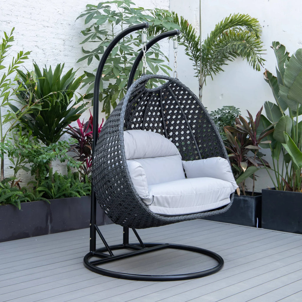 Virasat Double Seater Hanging Swing With Stand For Balcony, Garden Swing (Dark Grey)