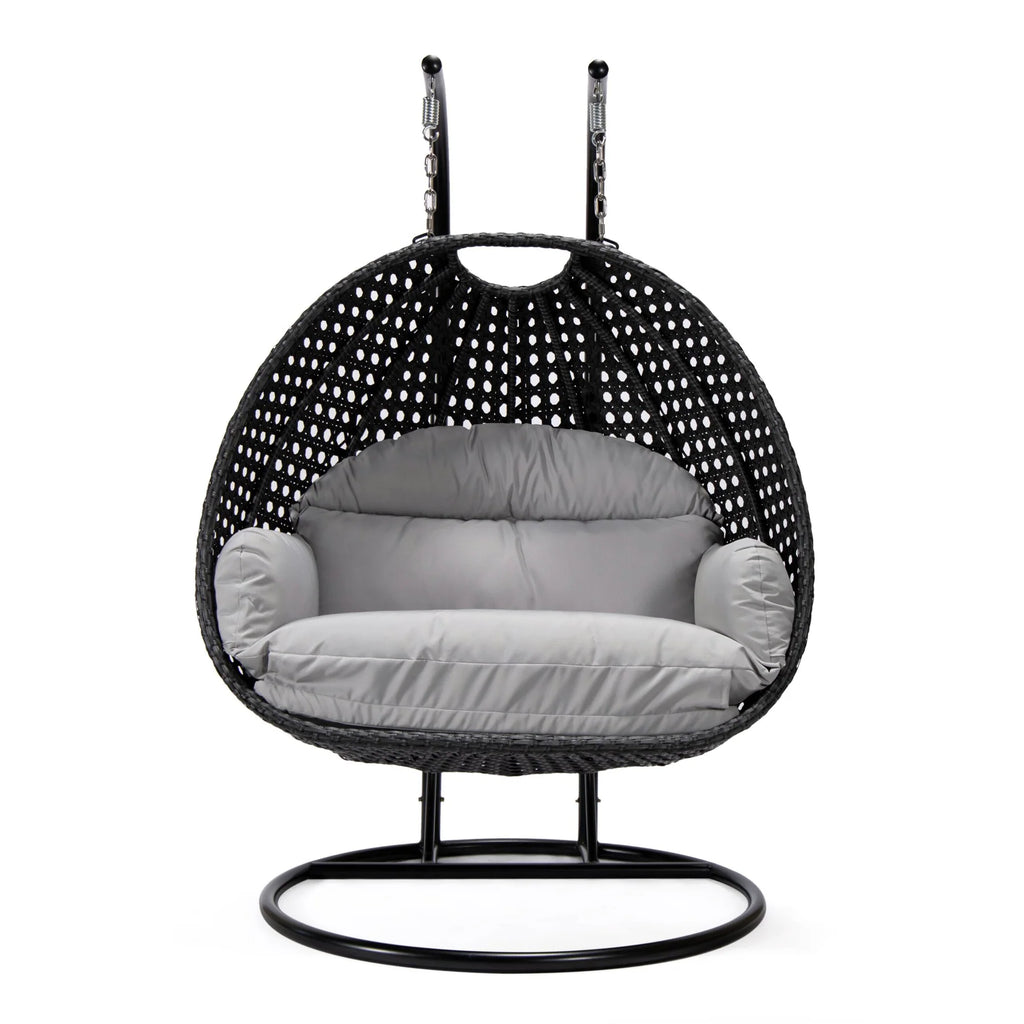 Virasat Double Seater Hanging Swing With Stand For Balcony, Garden Swing (Dark Grey)