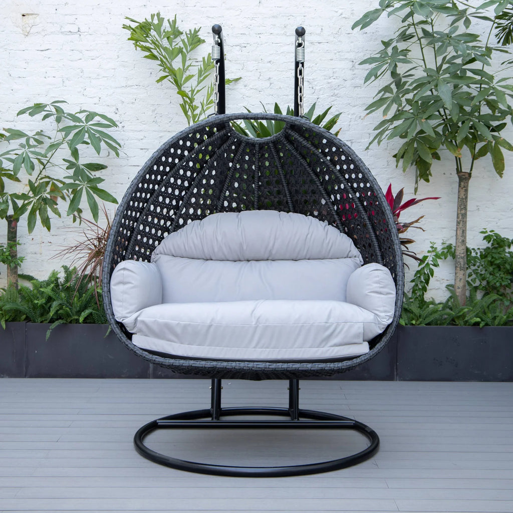 Virasat Double Seater Hanging Swing With Stand For Balcony, Garden Swing (Dark Grey)-VIRASAT FURNITURE & FURNISHING