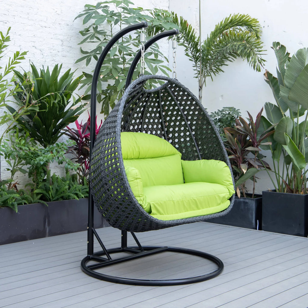 Virasat Double Seater Hanging Swing With Stand For Balcony, Garden Swing (Dark Grey)-VIRASAT FURNITURE & FURNISHING