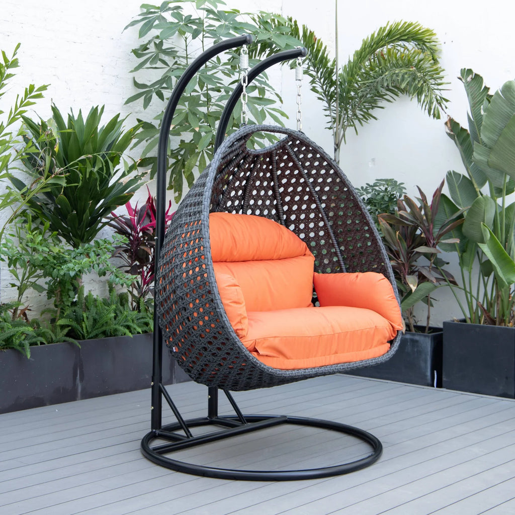 Virasat Double Seater Hanging Swing With Stand For Balcony, Garden Swing (Dark Grey)