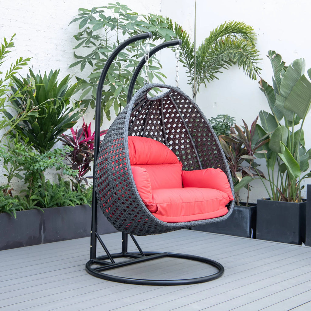 Virasat Double Seater Hanging Swing With Stand For Balcony, Garden Swing (Dark Grey)