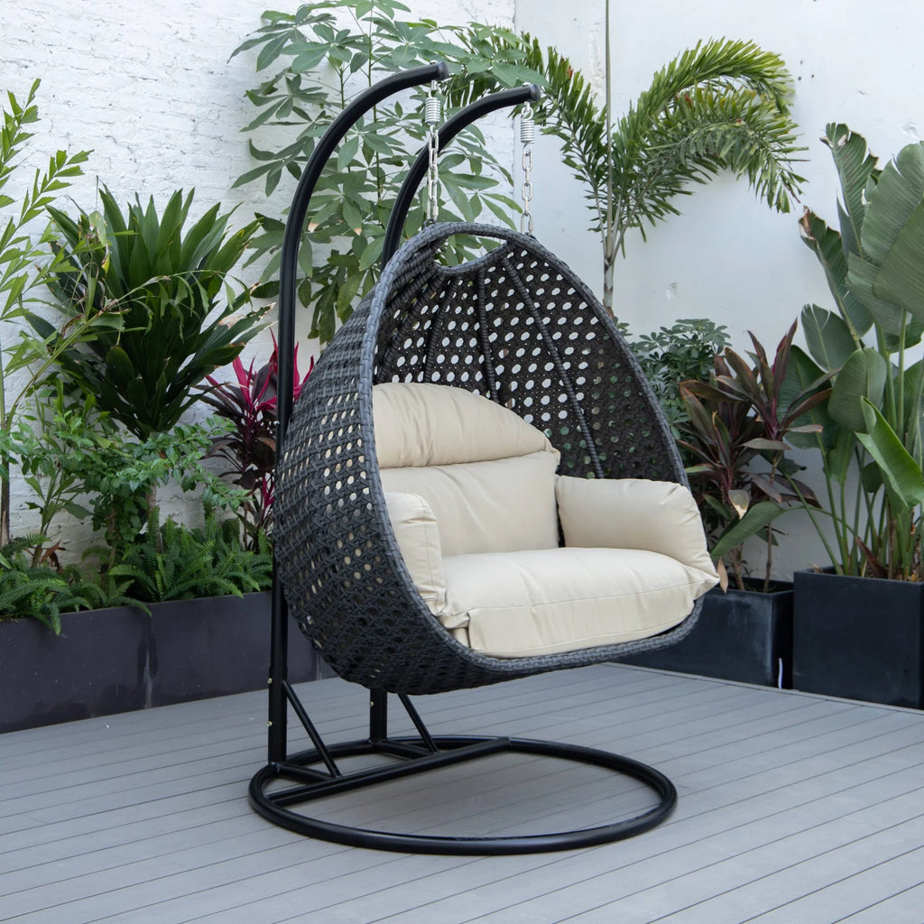 Virasat Double Seater Hanging Swing With Stand For Balcony, Garden Swing (Dark Grey)