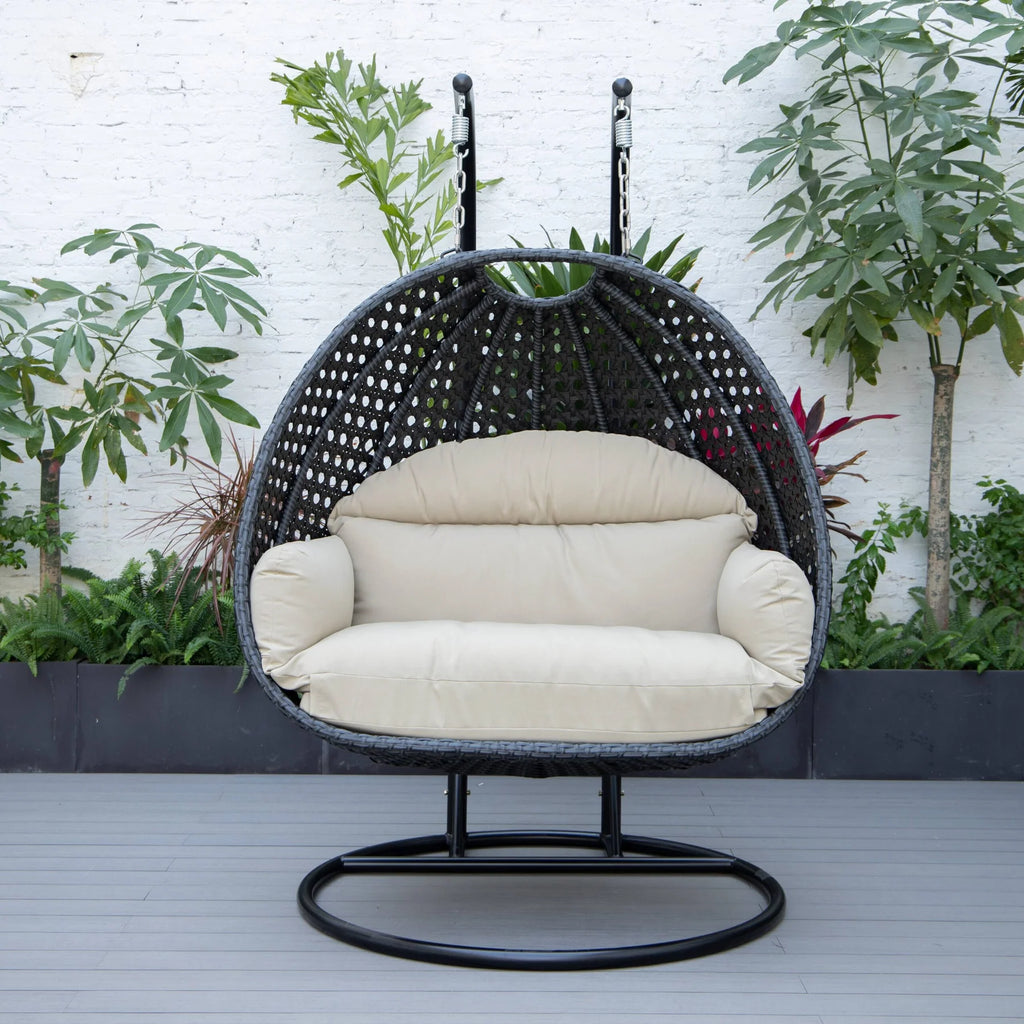 Virasat Double Seater Hanging Swing With Stand For Balcony, Garden Swing (Dark Grey)
