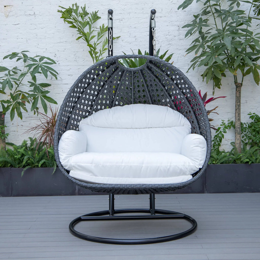 Virasat Double Seater Hanging Swing With Stand For Balcony, Garden Swing (Dark Grey)