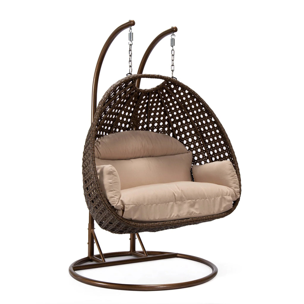 Virasat Double Seater Hanging Swing With Stand For Balcony, Garden Swing (Brown)-VIRASAT FURNITURE & FURNISHING