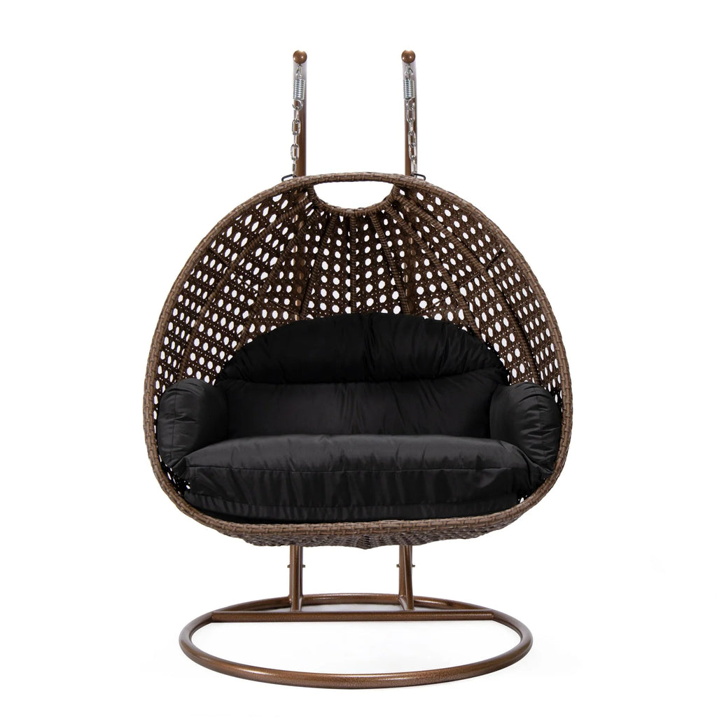 Virasat Double Seater Hanging Swing With Stand For Balcony, Garden Swing (Brown)-VIRASAT FURNITURE & FURNISHING