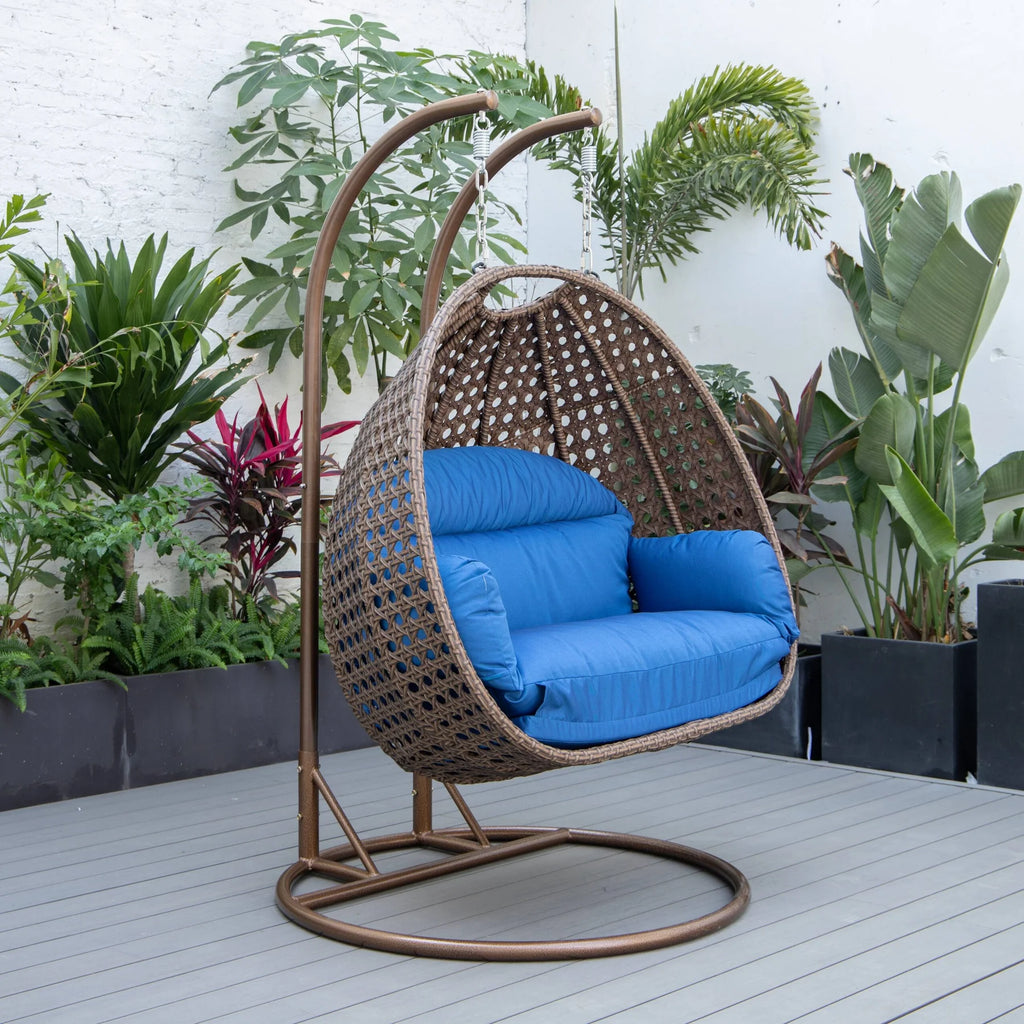 Virasat Double Seater Hanging Swing With Stand For Balcony, Garden Swing (Brown)-VIRASAT FURNITURE & FURNISHING