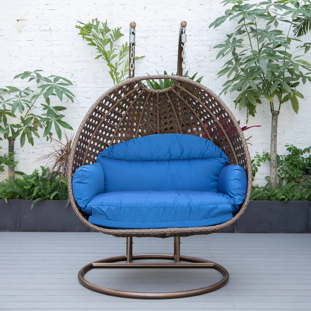 Virasat Double Seater Hanging Swing With Stand For Balcony, Garden Swing (Brown)-VIRASAT FURNITURE & FURNISHING