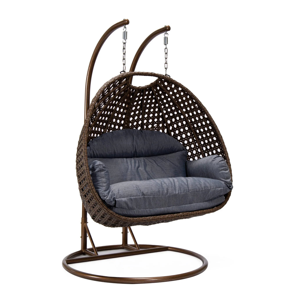 Virasat Double Seater Hanging Swing With Stand For Balcony, Garden Swing (Brown)-VIRASAT FURNITURE & FURNISHING