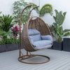 Virasat Double Seater Hanging Swing With Stand For Balcony, Garden Swing (Brown)-VIRASAT FURNITURE & FURNISHING