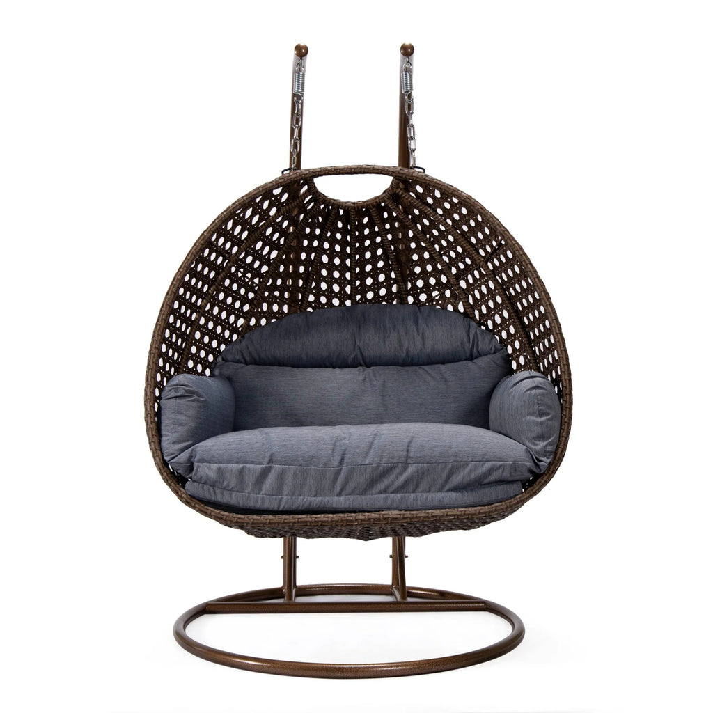 Virasat Double Seater Hanging Swing With Stand For Balcony, Garden Swing (Brown)-VIRASAT FURNITURE & FURNISHING