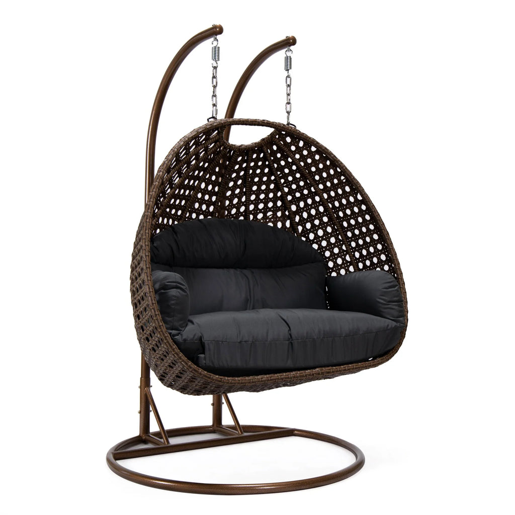 Virasat Double Seater Hanging Swing With Stand For Balcony, Garden Swing (Brown)-VIRASAT FURNITURE & FURNISHING