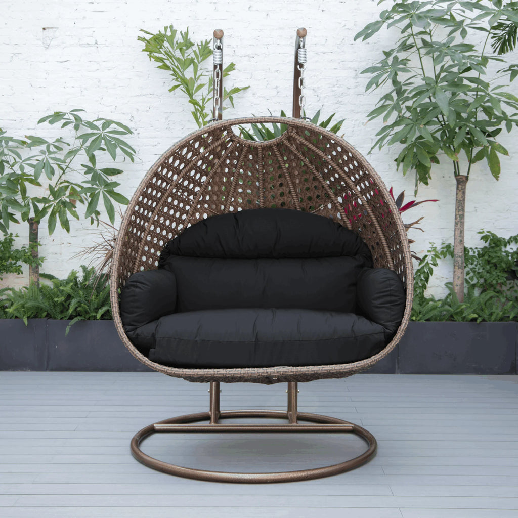 Virasat Double Seater Hanging Swing With Stand For Balcony, Garden Swing (Brown)-VIRASAT FURNITURE & FURNISHING