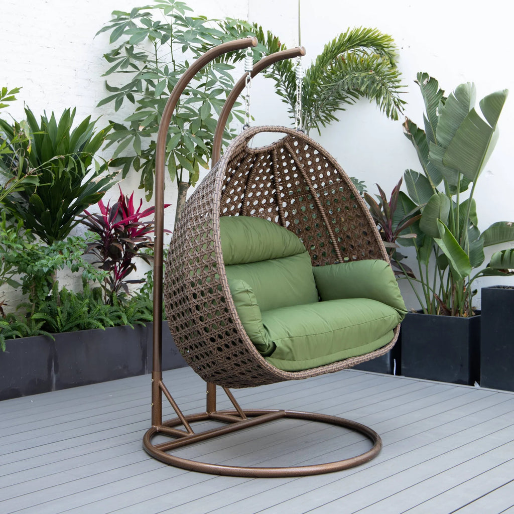 Virasat Double Seater Hanging Swing With Stand For Balcony, Garden Swing (Brown)-VIRASAT FURNITURE & FURNISHING