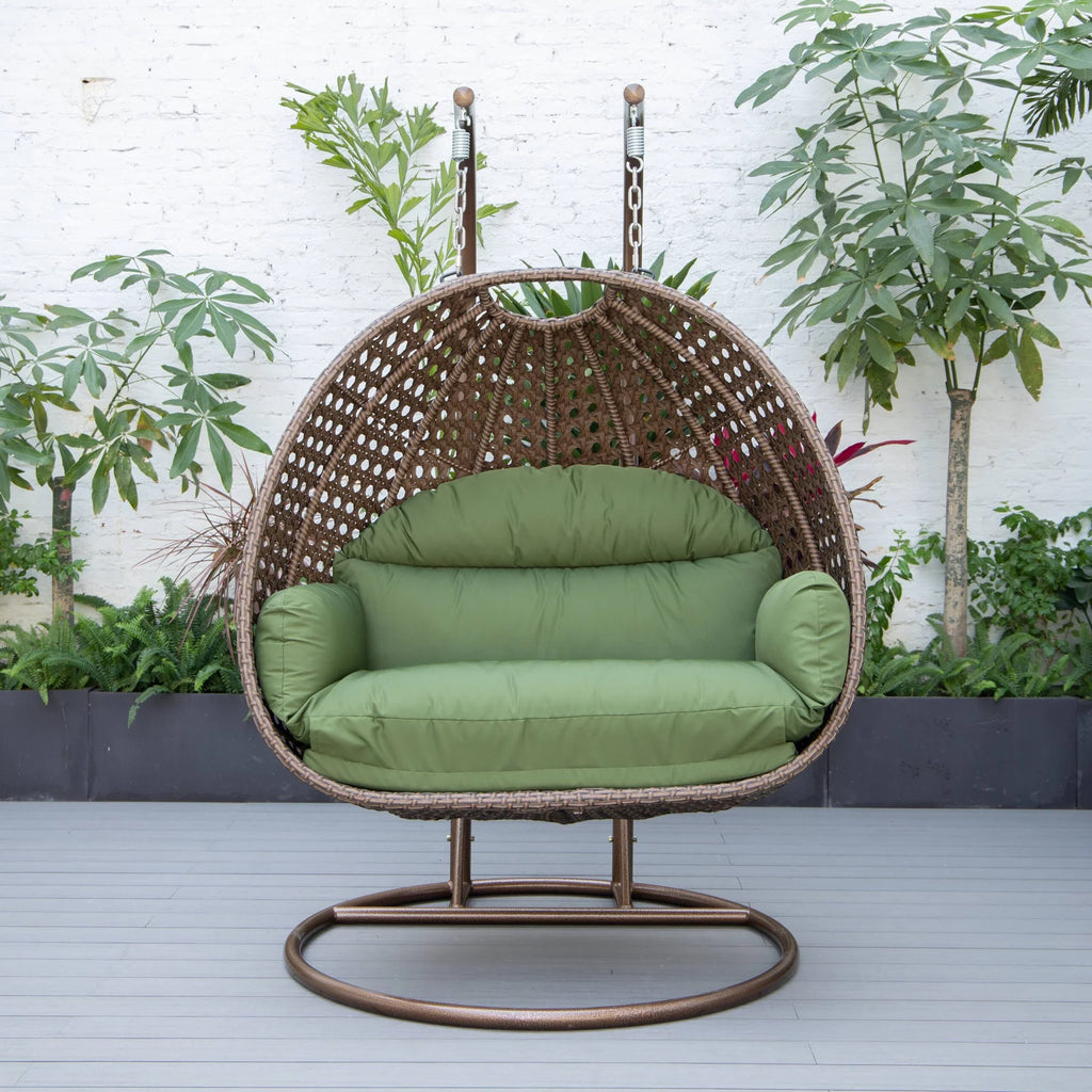 Virasat Double Seater Hanging Swing With Stand For Balcony, Garden Swing (Brown)-VIRASAT FURNITURE & FURNISHING
