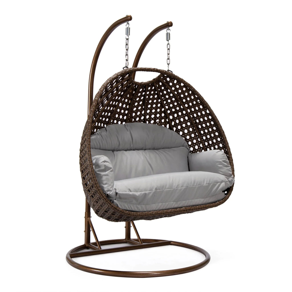 Virasat Double Seater Hanging Swing With Stand For Balcony, Garden Swing (Brown)-VIRASAT FURNITURE & FURNISHING