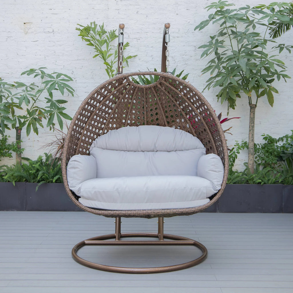 Virasat Double Seater Hanging Swing With Stand For Balcony, Garden Swing (Brown)-VIRASAT FURNITURE & FURNISHING