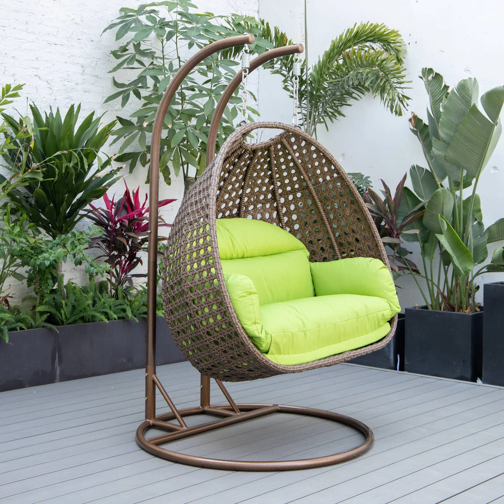 Virasat Double Seater Hanging Swing With Stand For Balcony, Garden Swing (Brown)-VIRASAT FURNITURE & FURNISHING