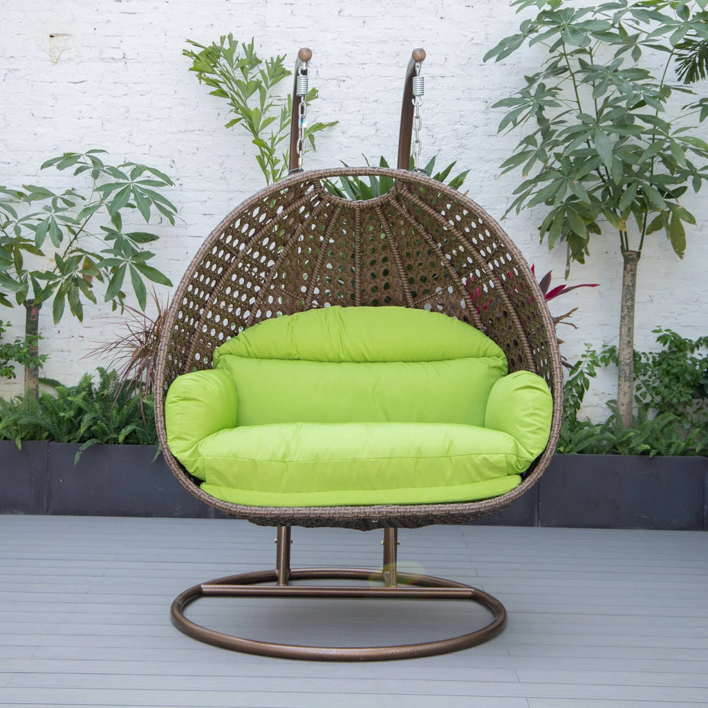 Virasat Double Seater Hanging Swing With Stand For Balcony, Garden Swing (Brown)-VIRASAT FURNITURE & FURNISHING