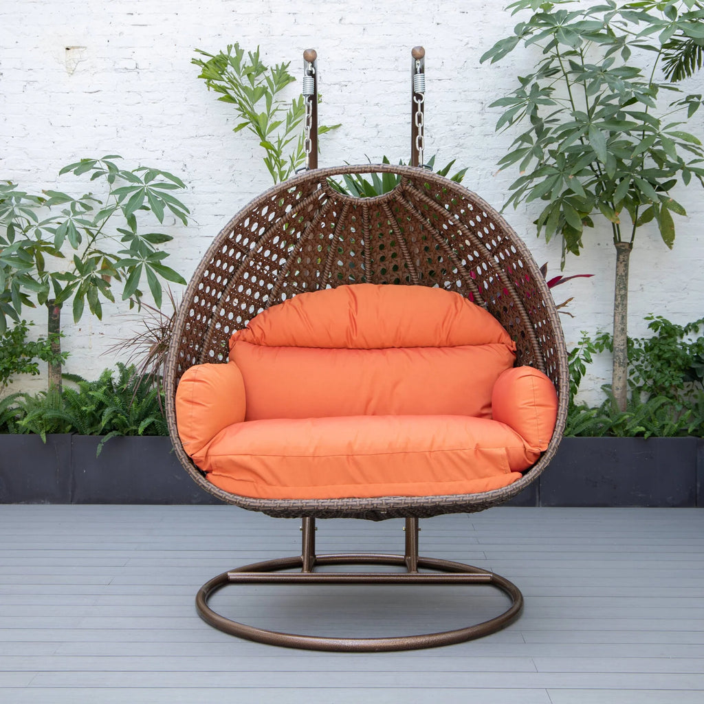 Virasat Double Seater Hanging Swing With Stand For Balcony, Garden Swing (Brown)