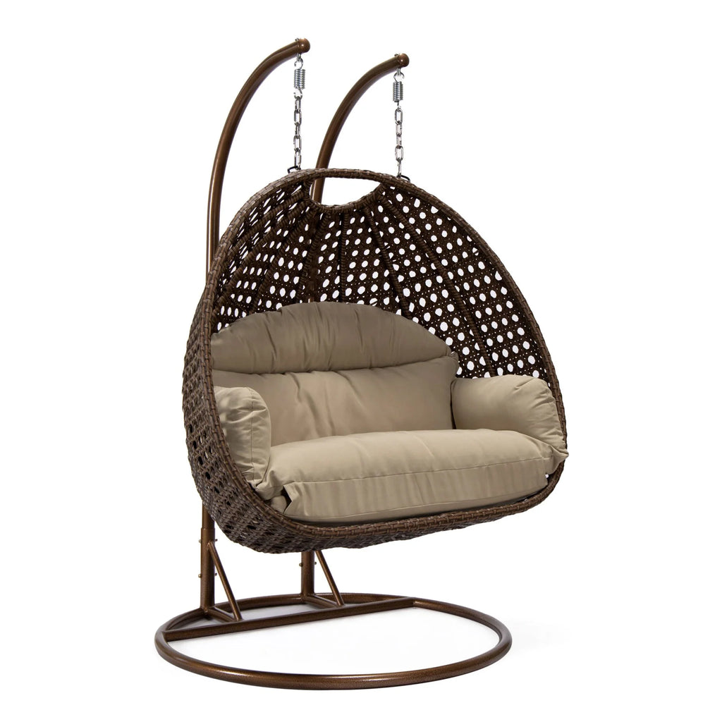 Virasat Double Seater Hanging Swing With Stand For Balcony, Garden Swing (Brown)