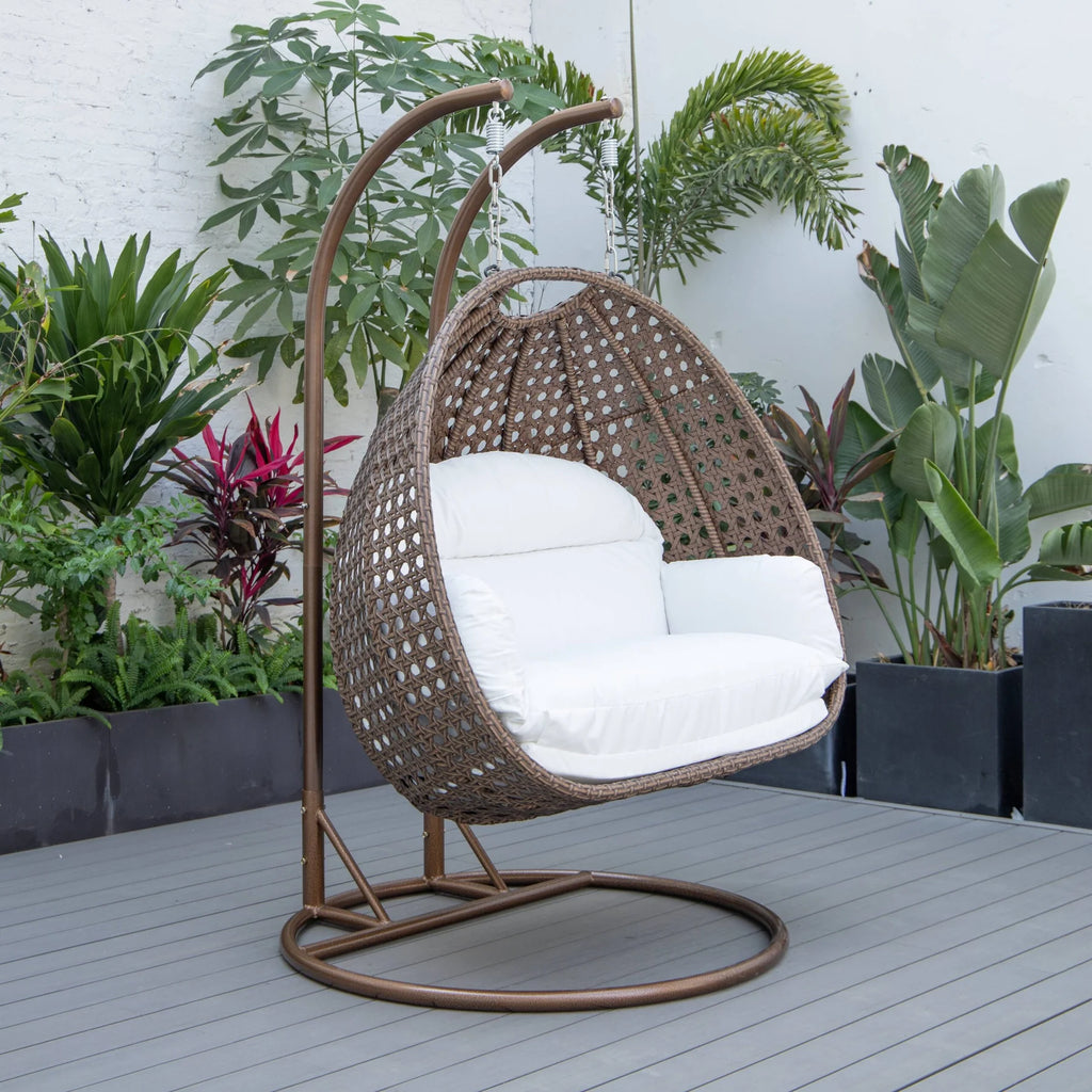 Virasat Double Seater Hanging Swing With Stand For Balcony, Garden Swing (Brown)