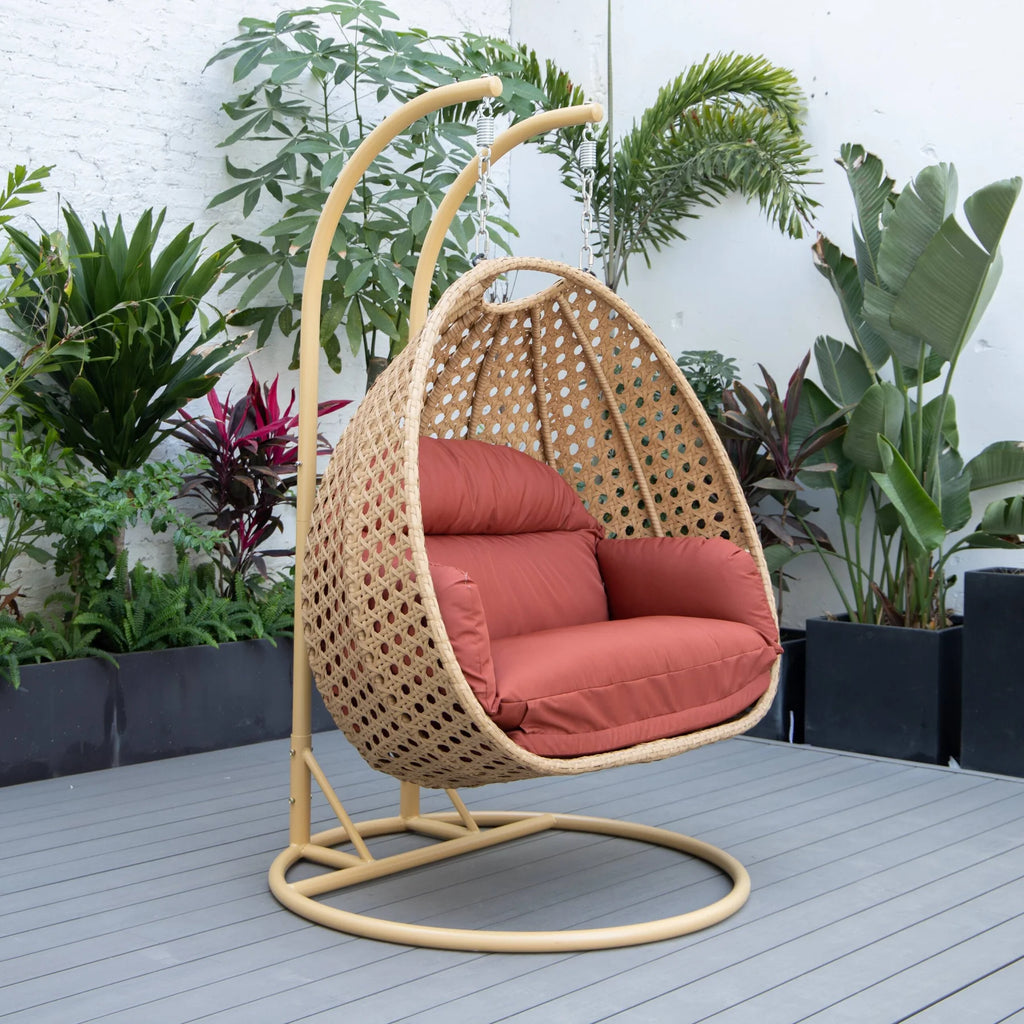 Virasat Double Seater Hanging Swing With Stand For Balcony , Garden Swing-VIRASAT FURNITURE & FURNISHING