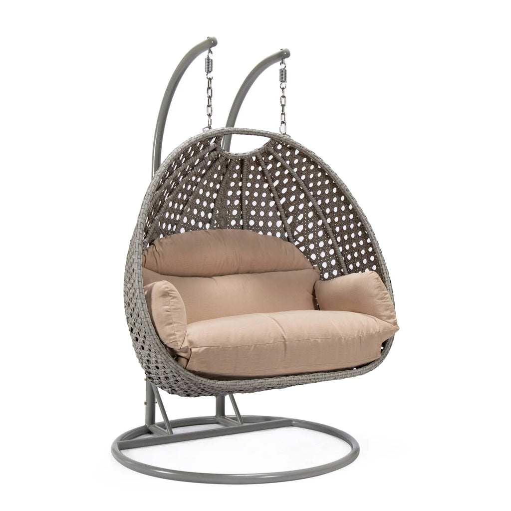 Virasat Double Seater Hanging Swing With Stand For Balcony, Garden Swing (Silver)-VIRASAT FURNITURE & FURNISHING