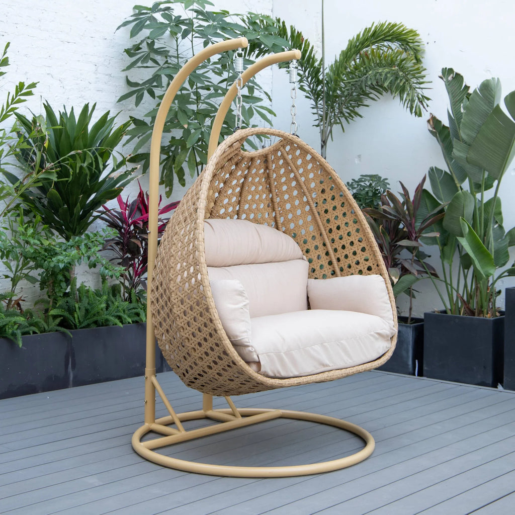 Virasat Double Seater Hanging Swing With Stand For Balcony , Garden Swing-VIRASAT FURNITURE & FURNISHING