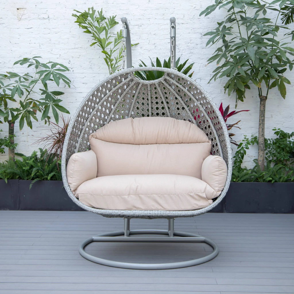 Virasat Double Seater Hanging Swing With Stand For Balcony, Garden Swing (Silver)-VIRASAT FURNITURE & FURNISHING