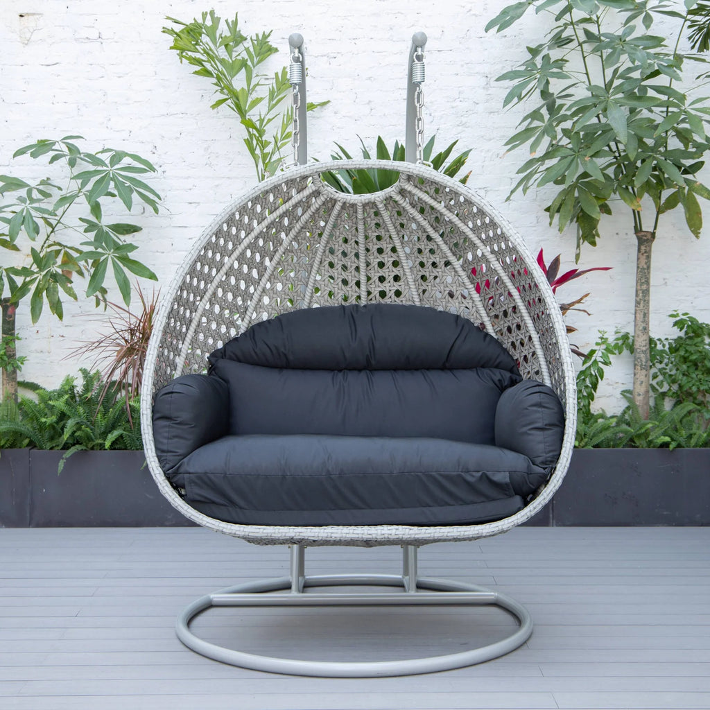 Virasat Double Seater Hanging Swing With Stand For Balcony, Garden Swing (Silver)-VIRASAT FURNITURE & FURNISHING