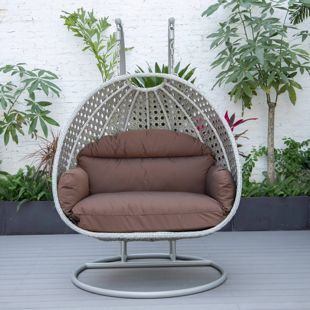 Virasat Double Seater Hanging Swing With Stand For Balcony, Garden Swing (Silver)-VIRASAT FURNITURE & FURNISHING