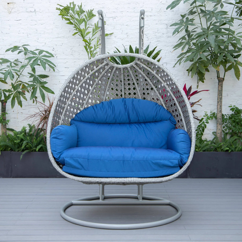 Virasat Double Seater Hanging Swing With Stand For Balcony, Garden Swing (Silver)-VIRASAT FURNITURE & FURNISHING
