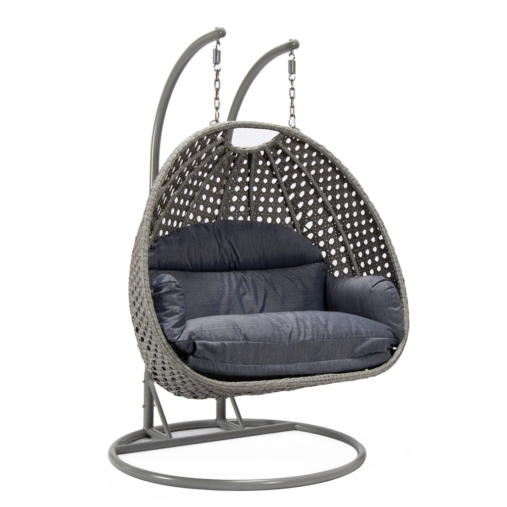 Virasat Double Seater Hanging Swing With Stand For Balcony, Garden Swing (Silver)-VIRASAT FURNITURE & FURNISHING