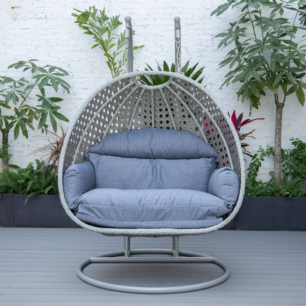 Virasat Double Seater Hanging Swing With Stand For Balcony, Garden Swing (Silver)-VIRASAT FURNITURE & FURNISHING