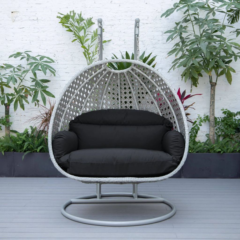 Virasat Double Seater Hanging Swing With Stand For Balcony, Garden Swing (Silver)-VIRASAT FURNITURE & FURNISHING