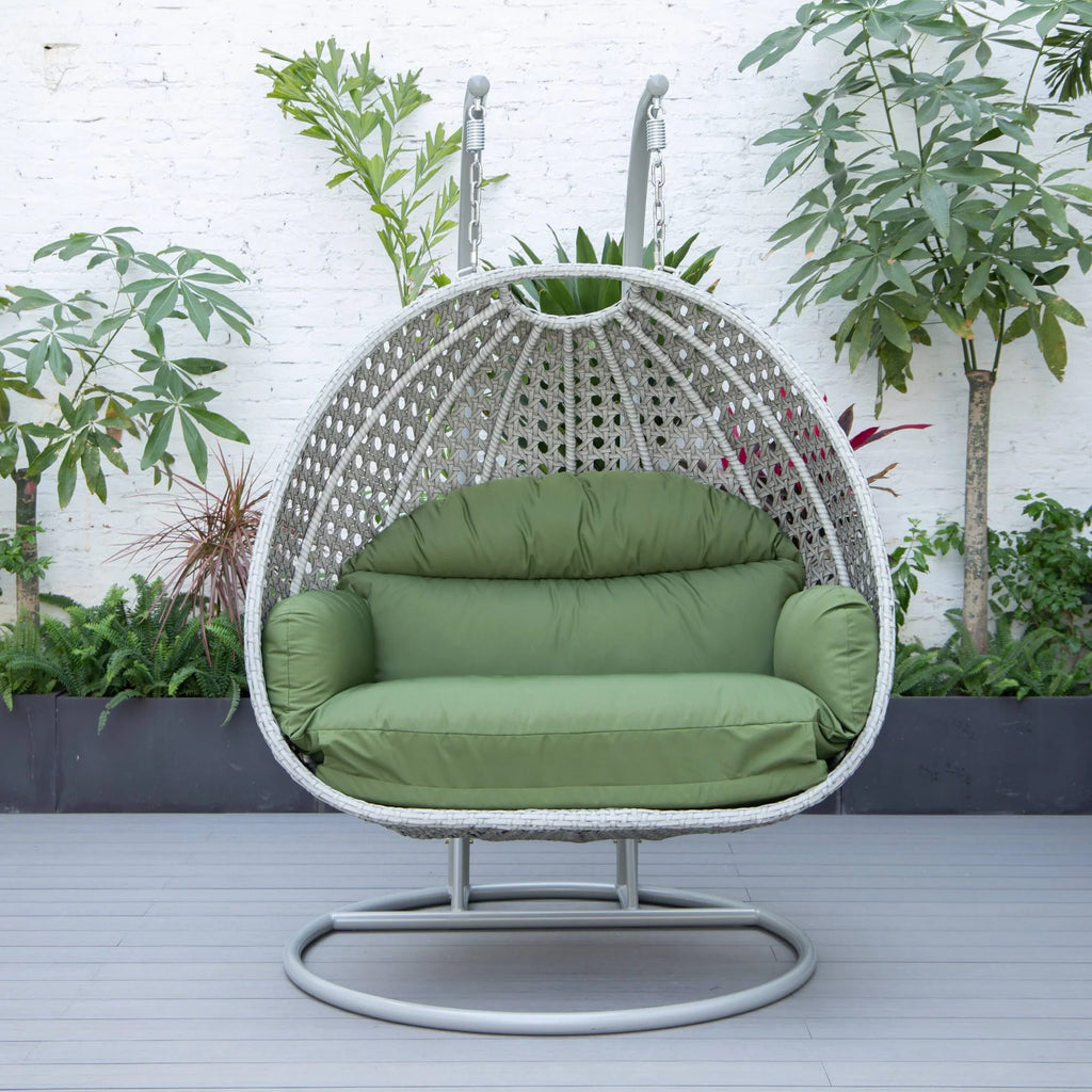 Virasat Double Seater Hanging Swing With Stand For Balcony, Garden Swing (Silver)-VIRASAT FURNITURE & FURNISHING