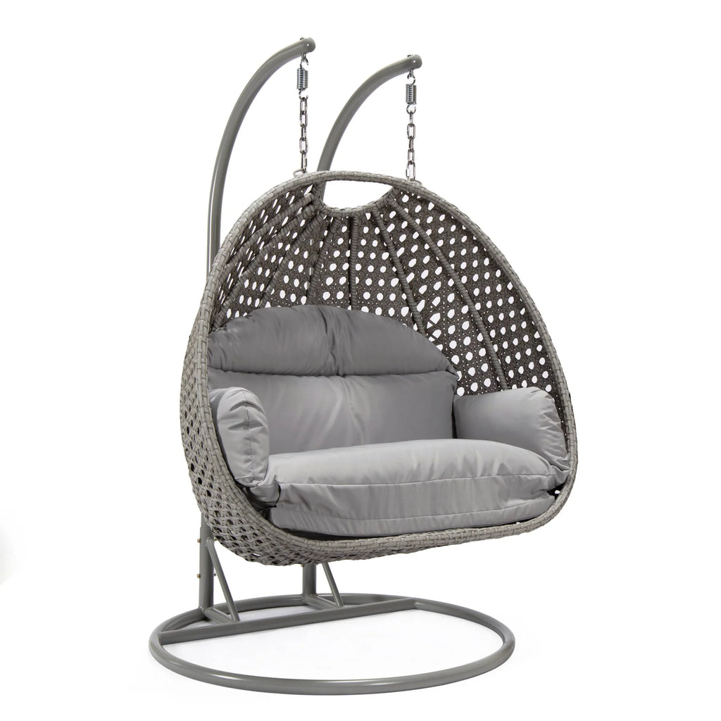 Virasat Double Seater Hanging Swing With Stand For Balcony, Garden Swing (Silver)-VIRASAT FURNITURE & FURNISHING